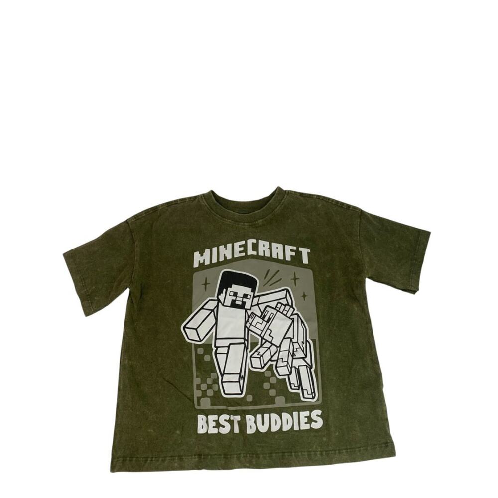 Size XS Minecraft Boys New Best Buddies Army Green Tshirt